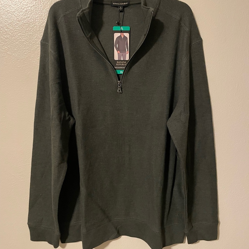 Banana Republic Green Quarter Zip Sweater - Picture 2 of 5